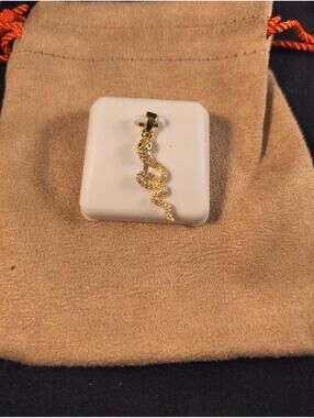 14k Gold Romeau 9ver .925 Sterling Silver Moissenite Snake Pendant